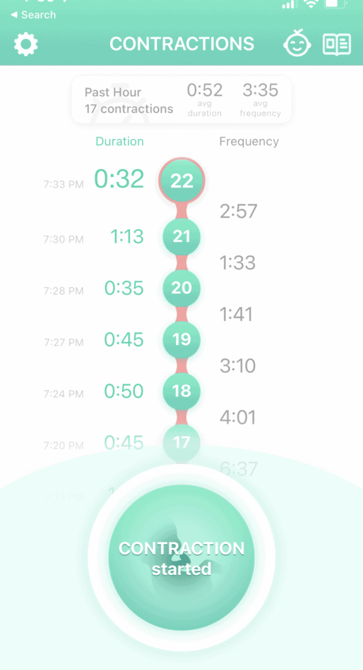 Contractions on a contraction timing app.