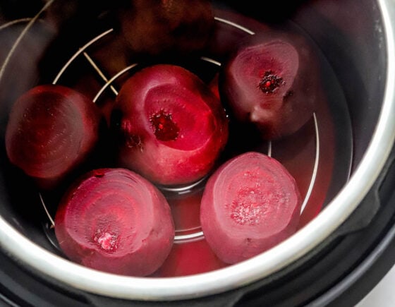 Cooked beets in an instant pot.