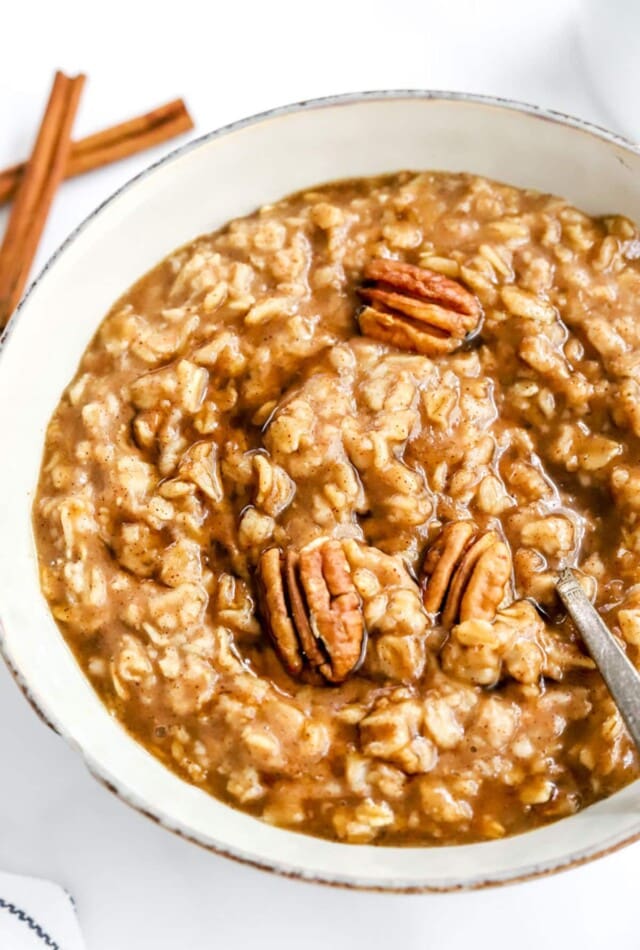 A bowl of maple brown sugar oatmeal.