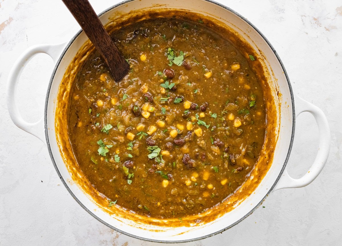 Green chili in pot.