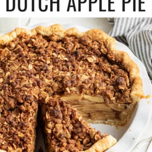 Dutch apple pie in a pie pan.