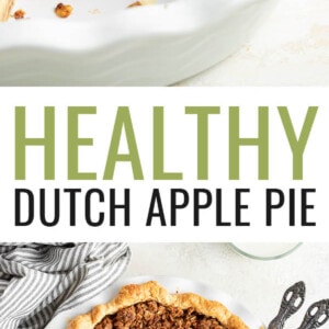 Layers of apple inside a dutch apple pie. Photo below is of a dutch apple pie topped with ice cream. A couple slices have been removed.