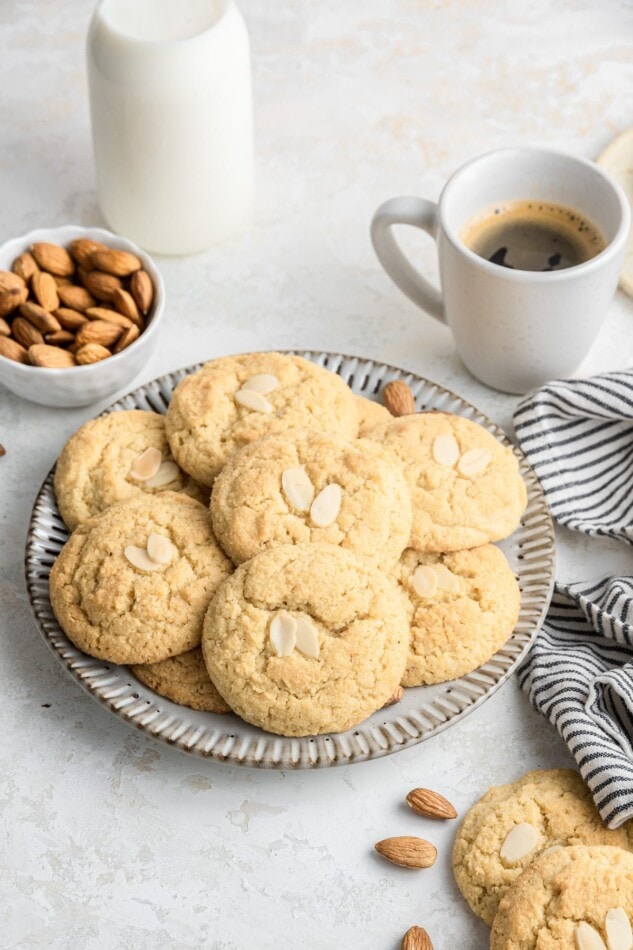 Grain-free and gluten-free almond cookies on a plate.
