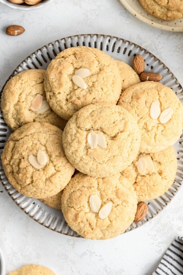 Gluten-free and grain-free almond cookies on a plate.