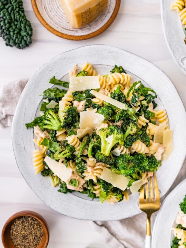 Tuna, Broccoli and Kale Caesar Pasta Salad Eating Bird Food