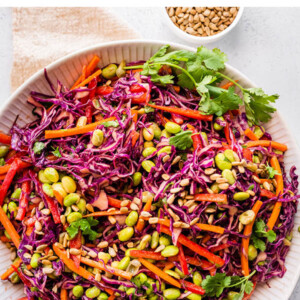 Salad plate with Asian edamame salad.