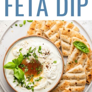 Whipped feta dip served with a platter of pita.