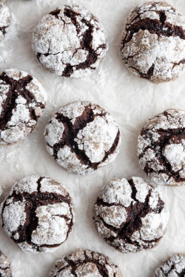 Cookies on parchment paper.