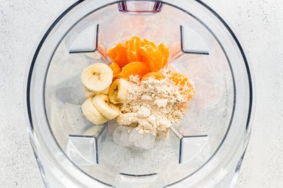 Ingredients in a high powered blender.