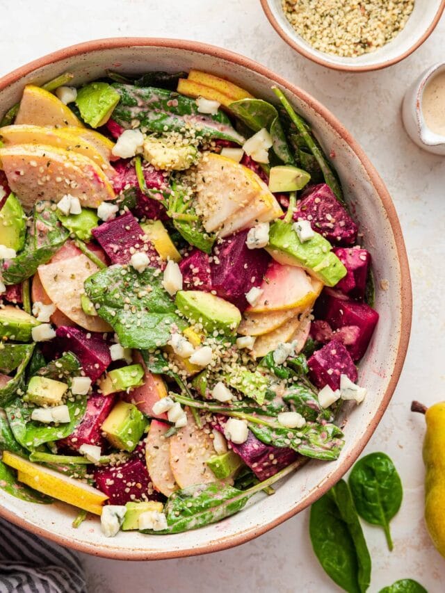 Pear and Beet Salad Eating Bird Food