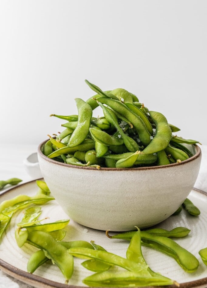 A bowl of edamame.