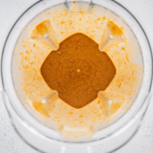 Ginger miso dressing in a blender.
