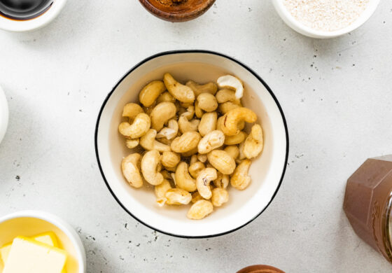 Cashews soaking in water.