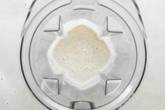 Cashews and almond milk blended together in a high powered blender.