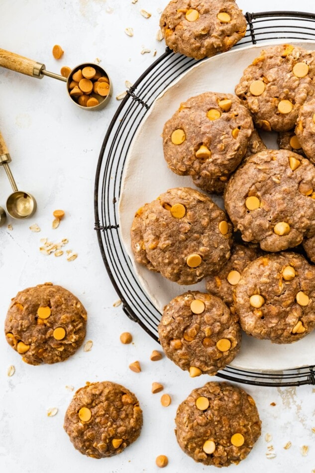 Oatmeal Scotchies on a plate.