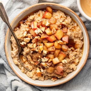 A bowl of apple cinnamon oatmeal.