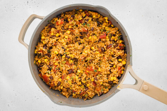 Mexican rice in a pot.