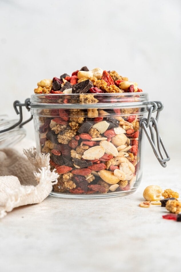 A jar of superfood trail mix.