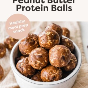 Bowl of Chocolate Peanut Butter Protein Balls.