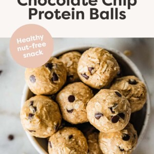 Bowl of Tahini Chocolate Chip Protein Balls.