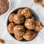 A bowl of almond joy protein balls.