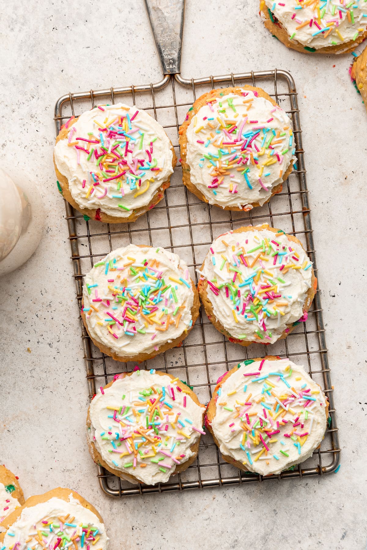 Six birthday cake cookies.