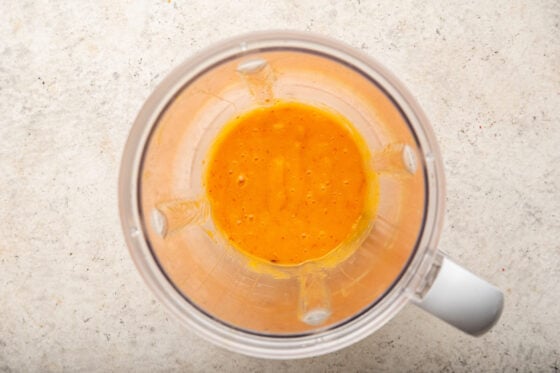Mango chili dipping sauce in a high powered blender.