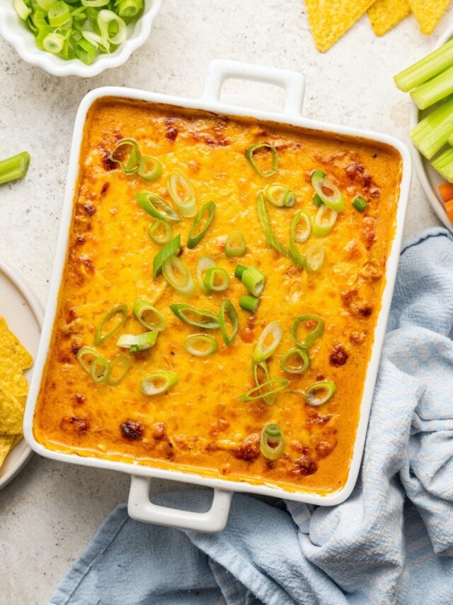 Healthy buffalo chicken dip.