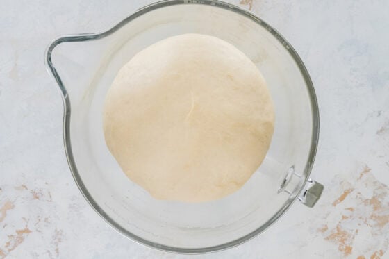 A ball of dough after proofing.