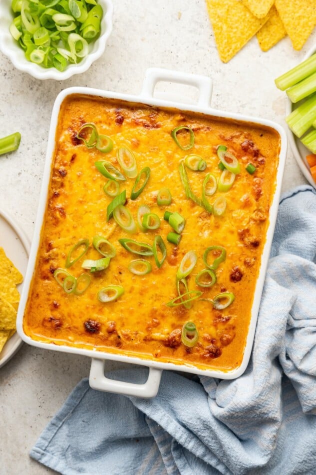 Healthy buffalo chicken dip.