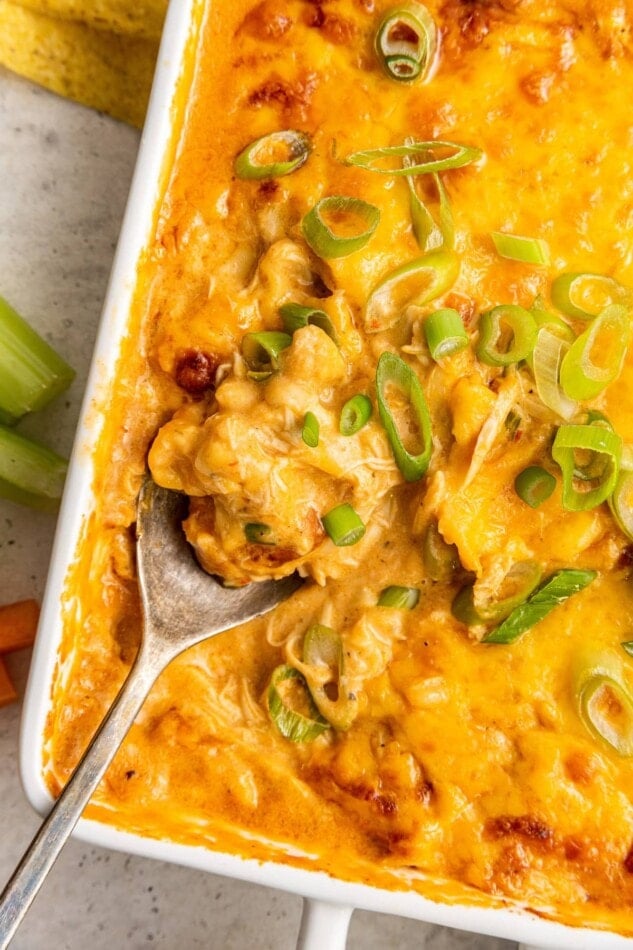 A spoonful of healthy buffalo chicken dip.