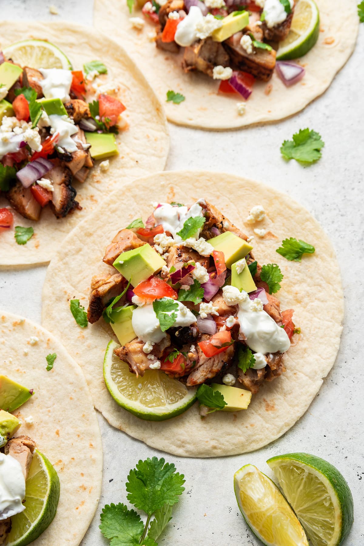 Healthy chicken tacos.