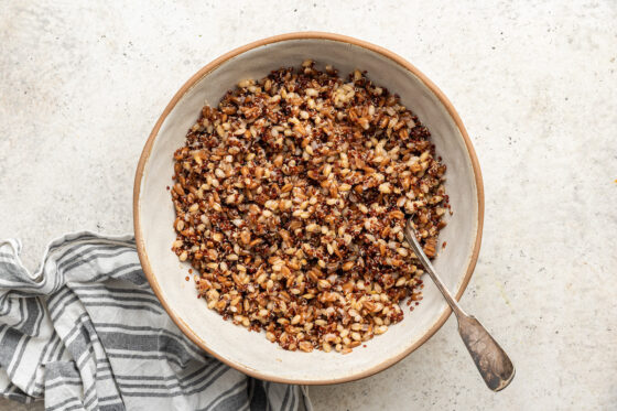 Farro, barley and quinoa mixed together.