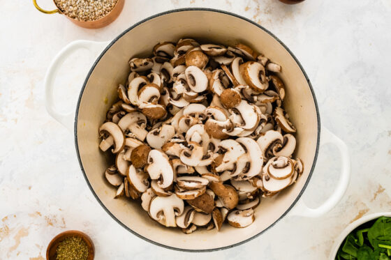 Mushrooms added to pot.