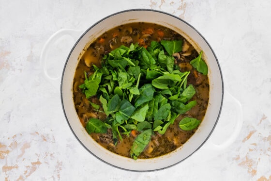 Spinach added to pot.