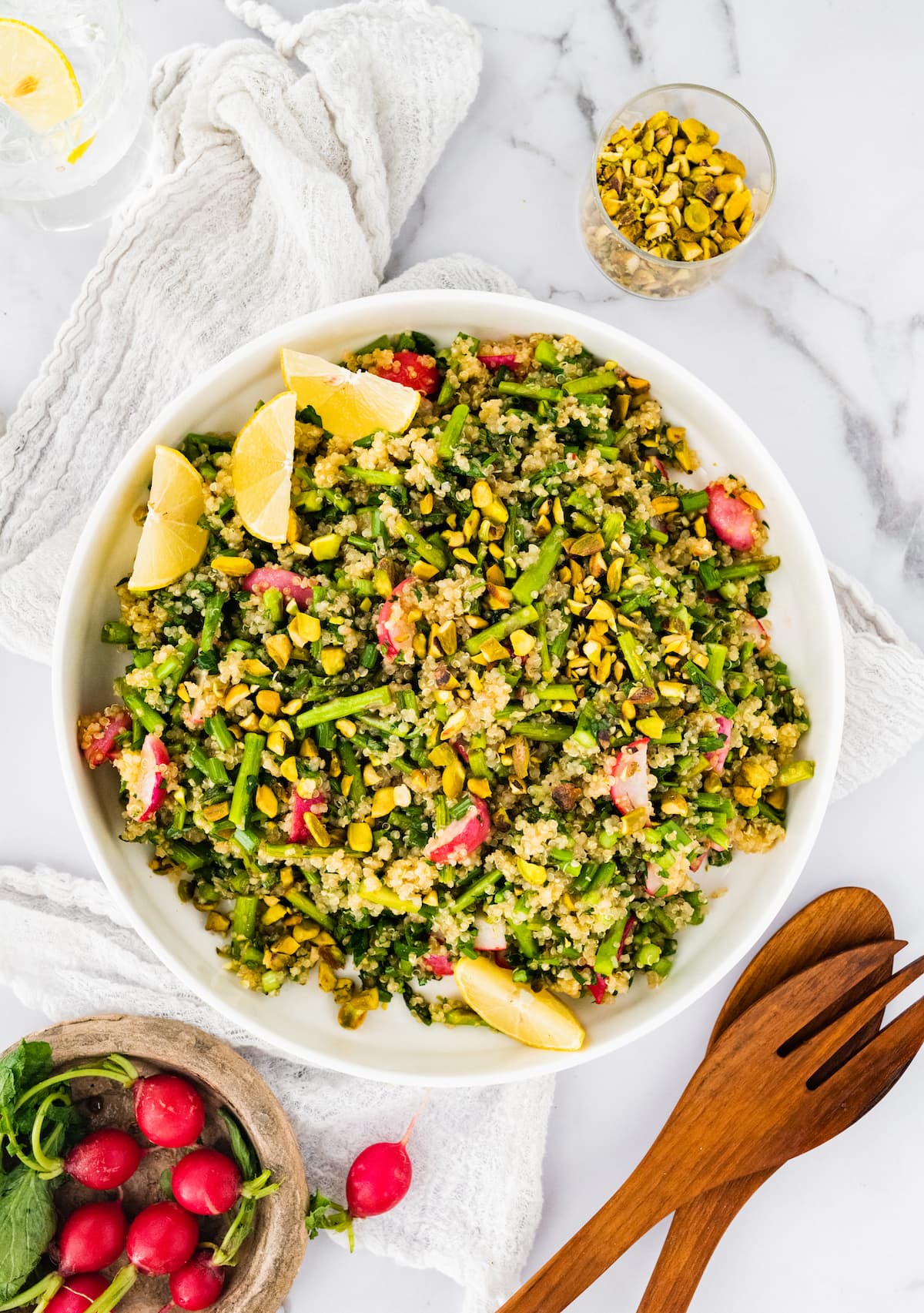 Spring quinoa salad in a bowl.