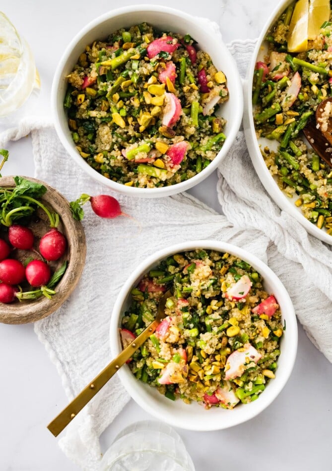 Two bowls of spring quinoa salad.
