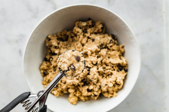 Scooping protein balls.