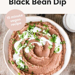 A bowl of vegan black bean dip.