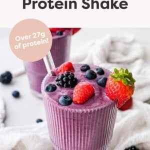 Vegan Protein Shake topped with fresh berries.
