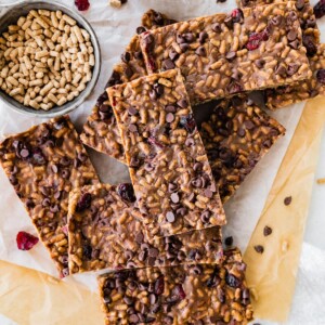 No bake high fiber bars on parchment paper.