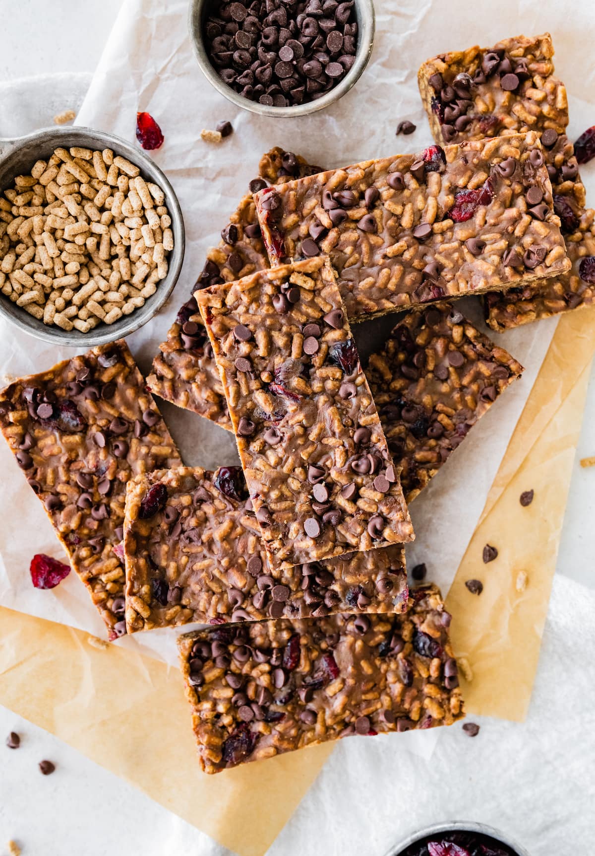 No bake high fiber bars on parchment paper.