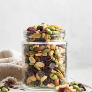 A jar of protein trail mix.