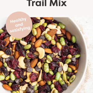 Bowl with high protein trail mix.