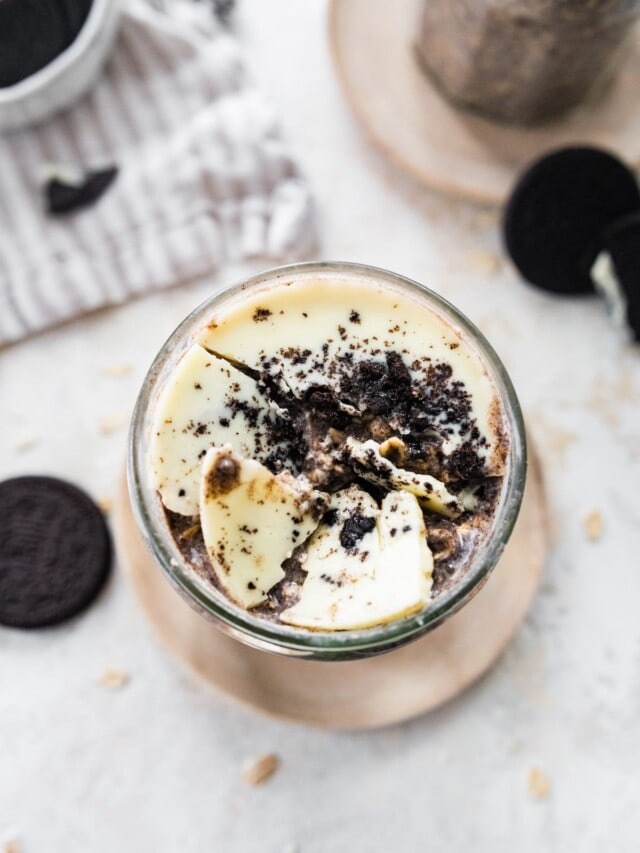 Cookies and Cream Overnight Oats Eating Bird Food