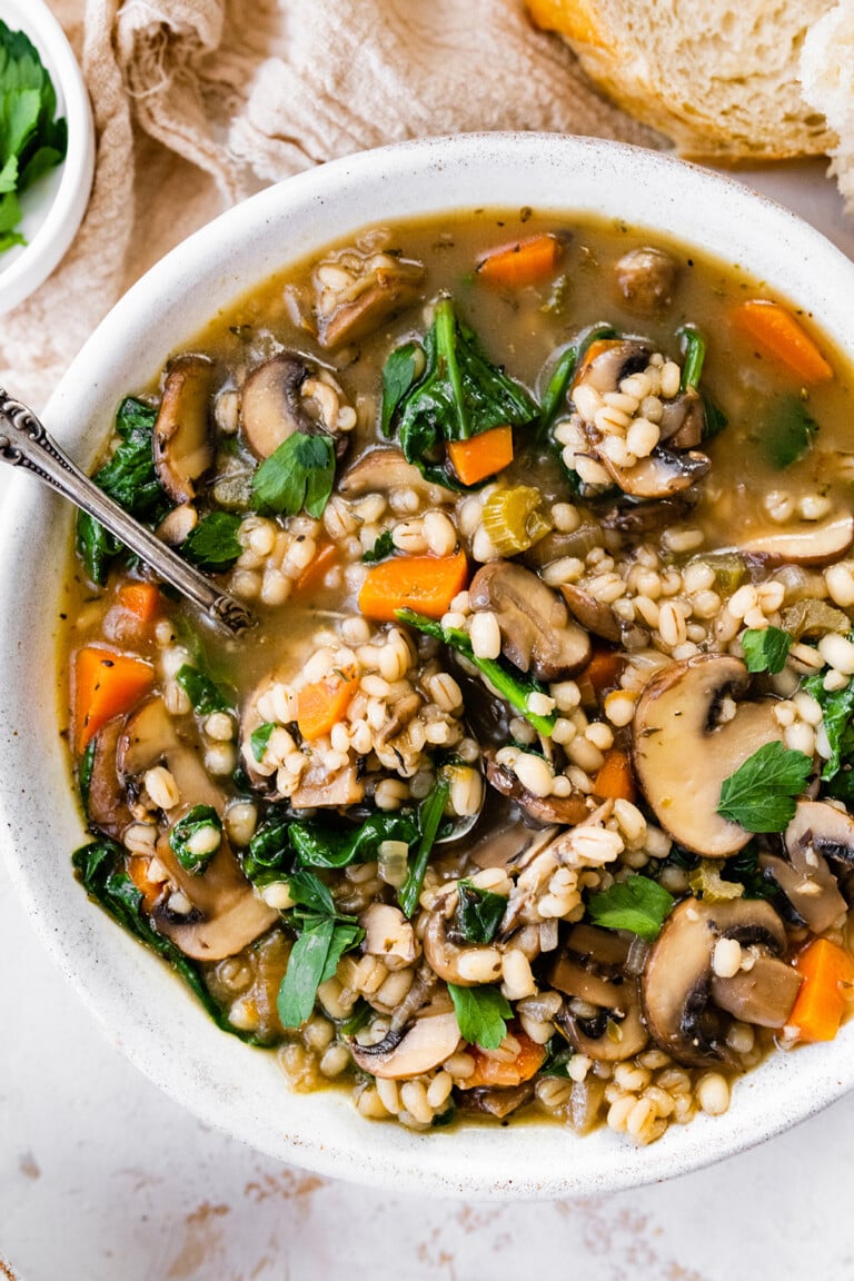 Mushroom Barley Soup Eating Bird Food