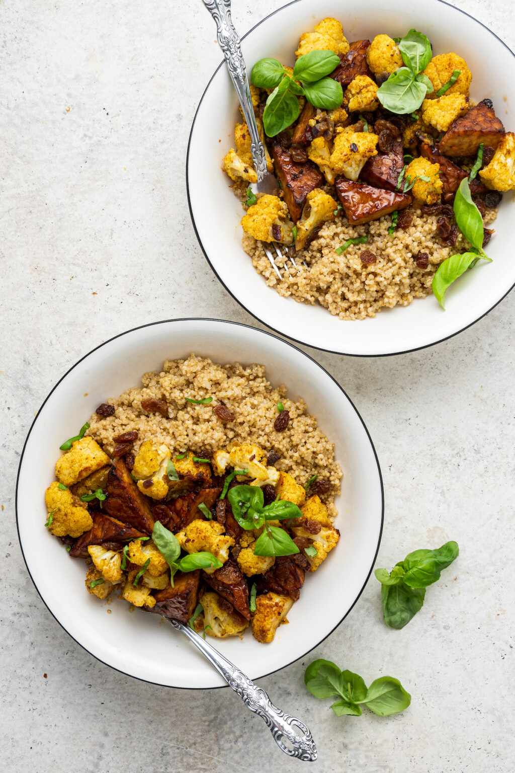 Curried Cauliflower and Tempeh Bowl Eating Bird Food