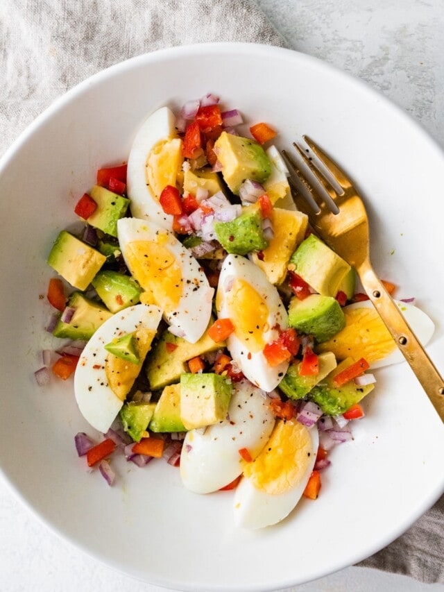 Hard Boiled Egg and Avocado Bowl Eating Bird Food