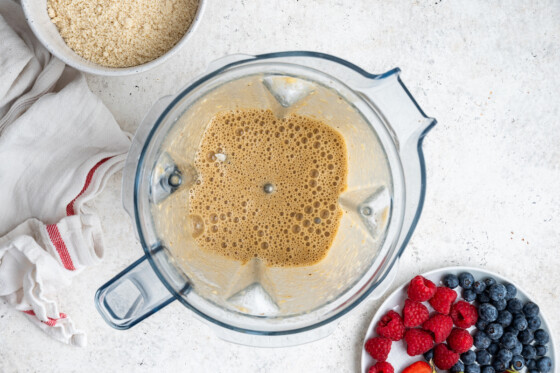 Wet ingredients for the smash cake blended up in a blender.