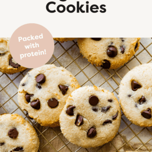 Cottage cheese chocolate chip cookies on a metal cooling rack.